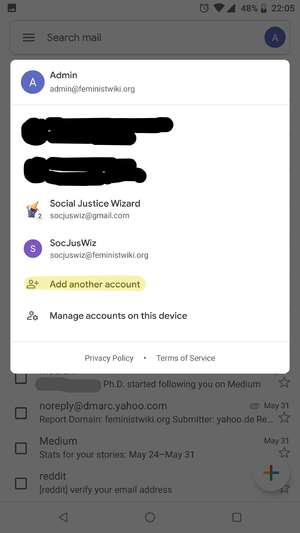 Step 2: In the accounts panel, click on Add another account.