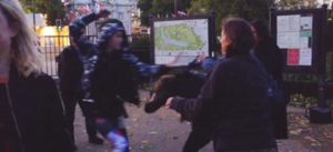 A frame from the video documenting the assault