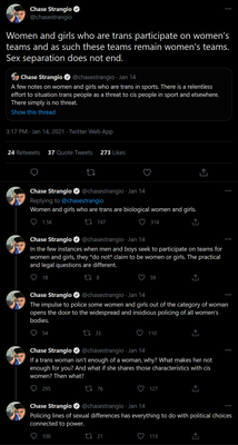 Chase Strangio talking about how transwomen are biologically women and transmen are biologically men.